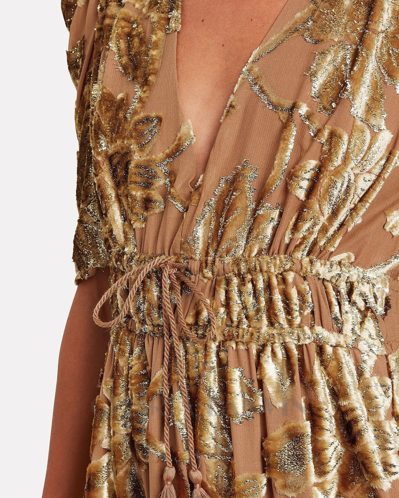 loretta metallic devor gold midi dress Gloria Lanvin