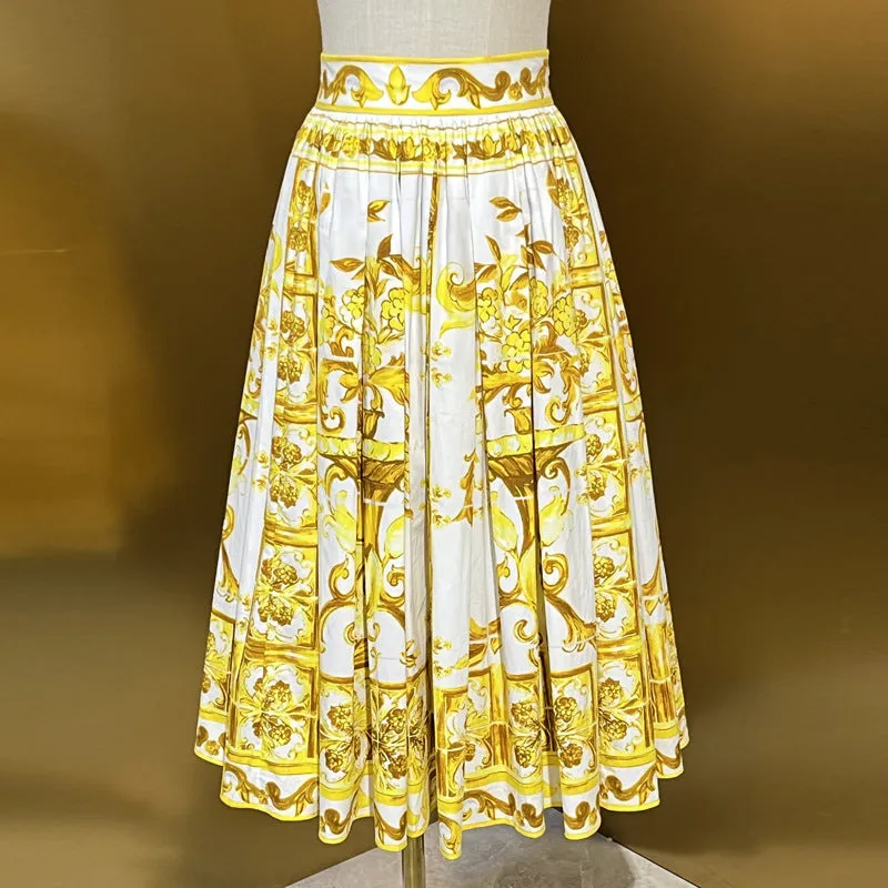 LORRAINE PRINT COTTON POPLIN RUFFLES MAXI DRESS Gloria Lanvin