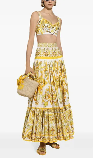 LORRAINE PRINT COTTON POPLIN RUFFLES MAXI DRESS Gloria Lanvin