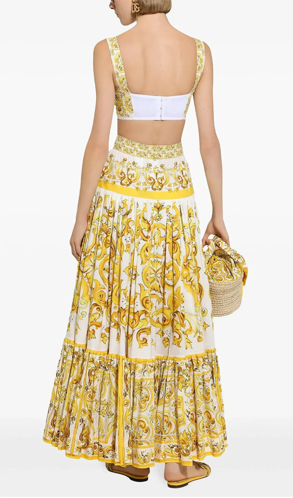 LORRAINE PRINT COTTON POPLIN RUFFLES MAXI DRESS Gloria Lanvin