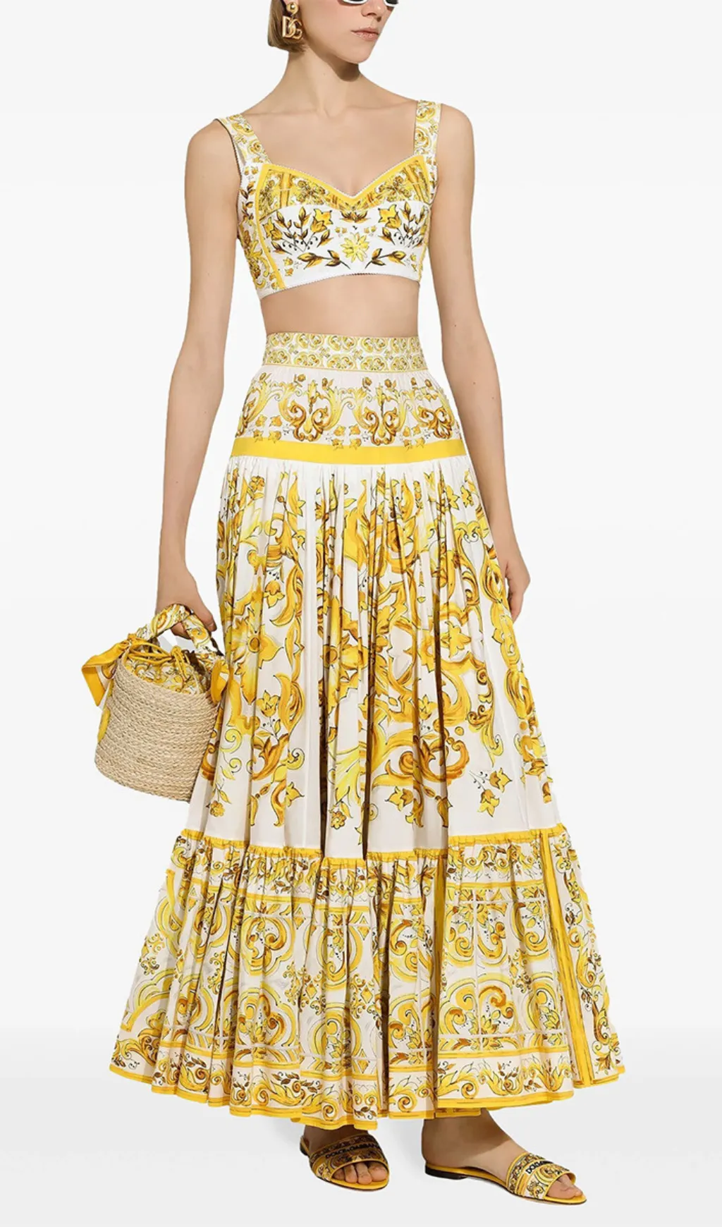 LORRAINE PRINT COTTON POPLIN RUFFLES MAXI DRESS Gloria Lanvin