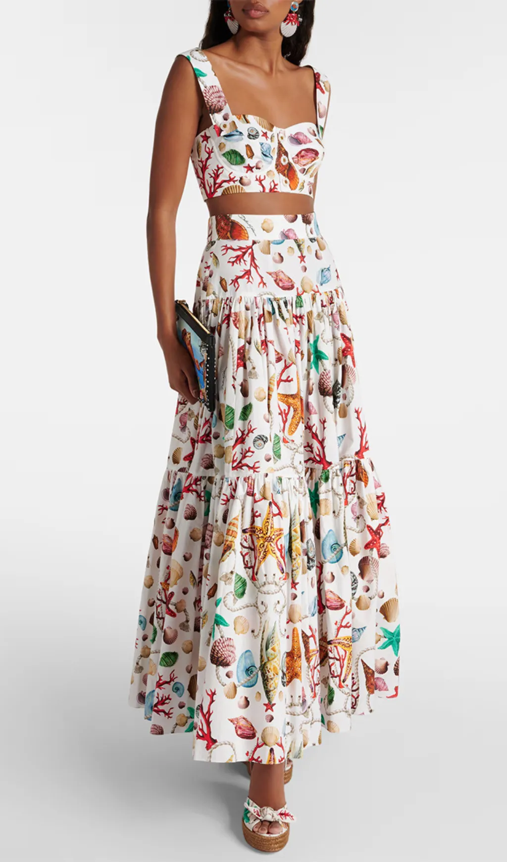 LOUISE CAPRI PRINTED HIGH-RISE COTTON MAXI DRESS Gloria Lanvin