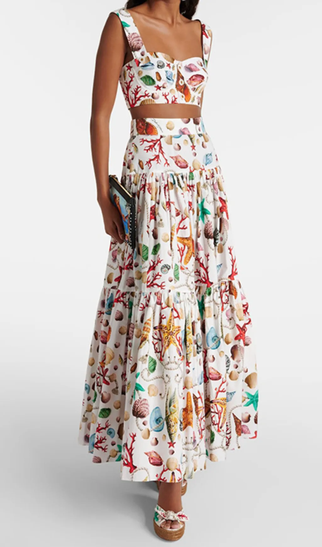 LOUISE CAPRI PRINTED HIGH-RISE COTTON MAXI DRESS Gloria Lanvin