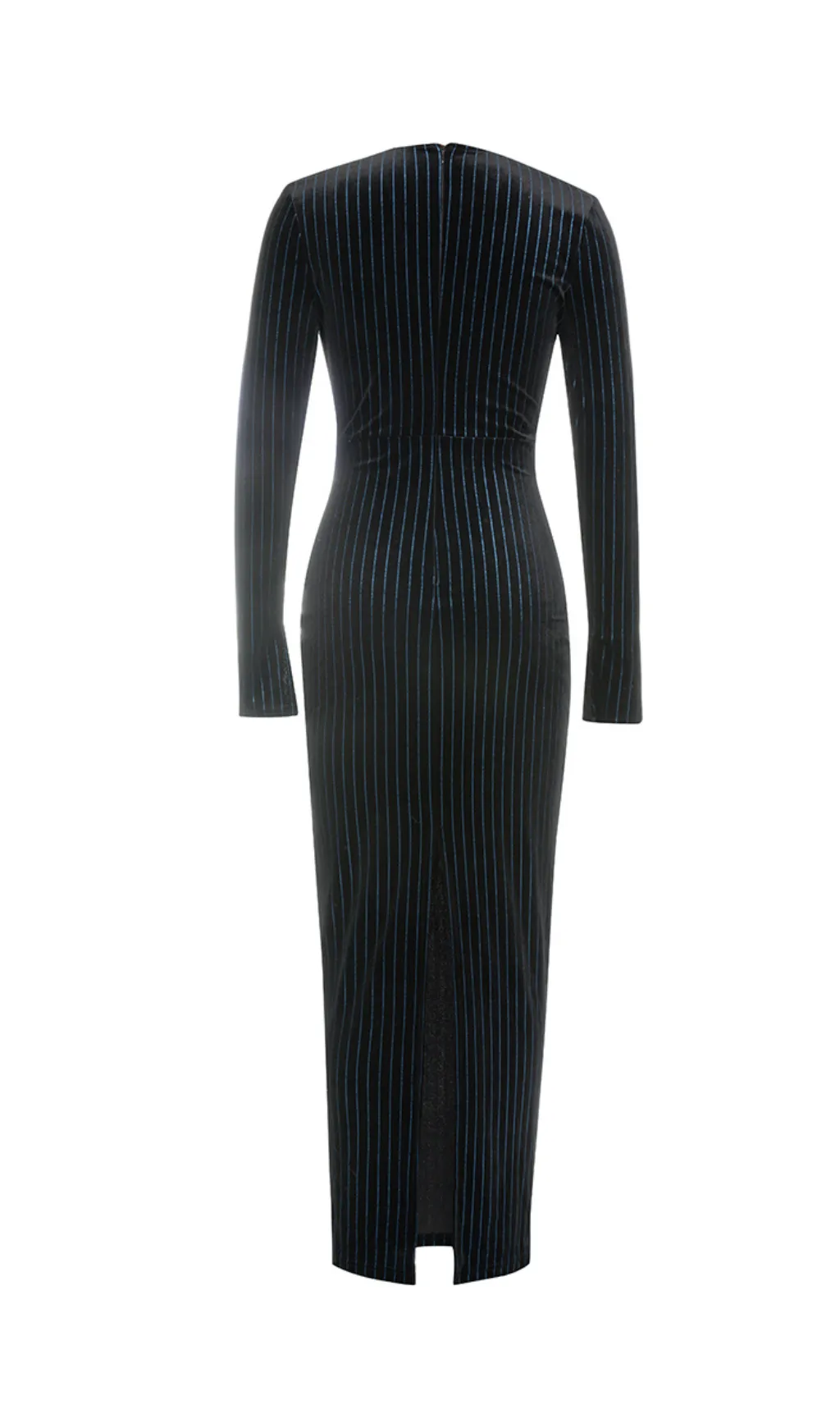 LOW-CUT LONG-SLEEVED STRIPED BODYCON MAXI DRESS Gloria Lanvin