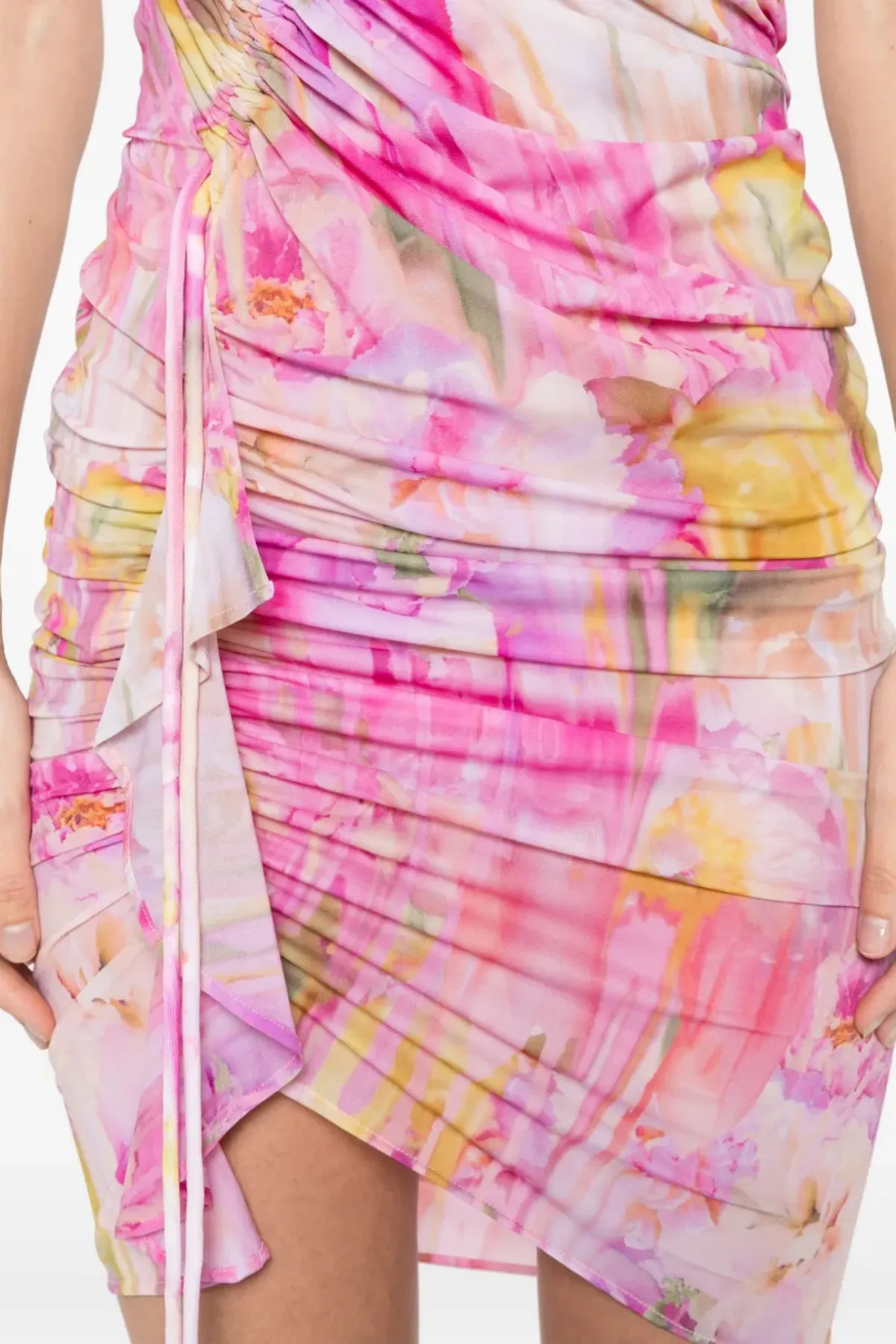 Ludema Floral Print Halter Ruched Mini Dress Gloria Lanvin