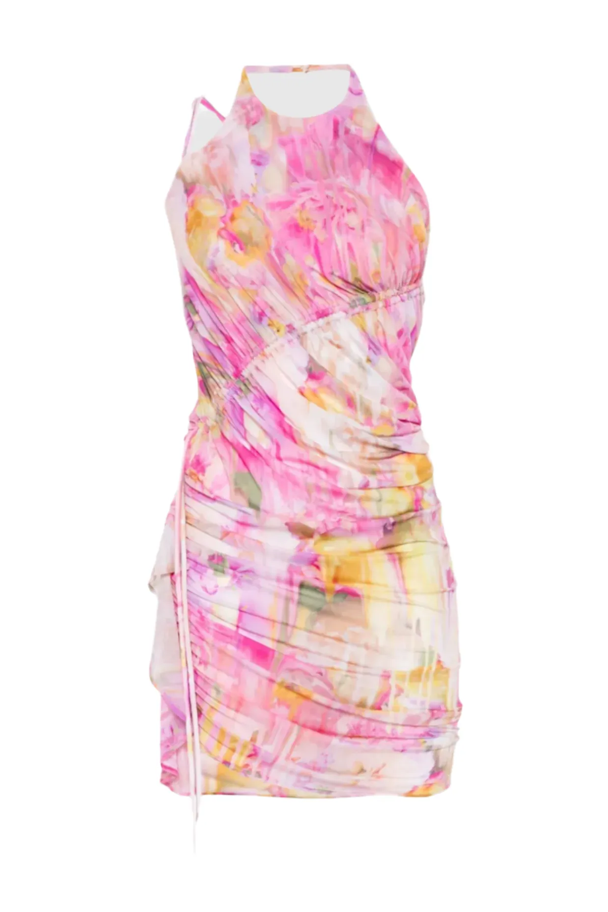Ludema Floral Print Halter Ruched Mini Dress Gloria Lanvin