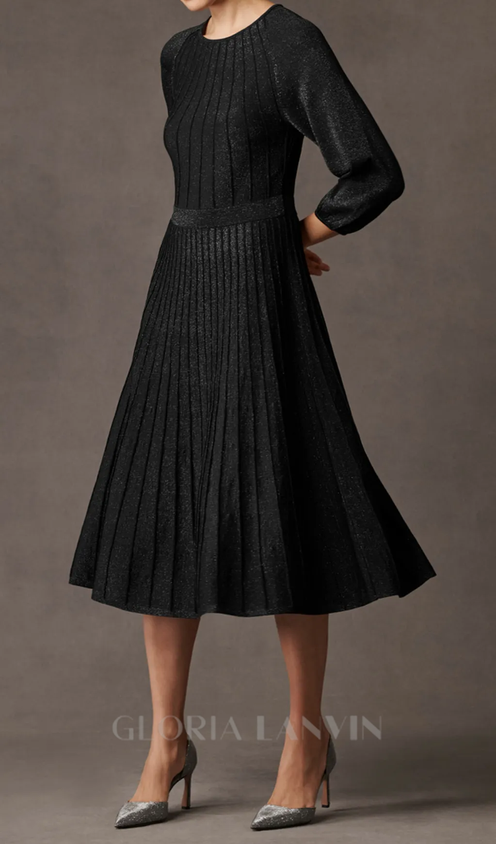lumia knitted midi dress in black metallic Gloria Lanvin