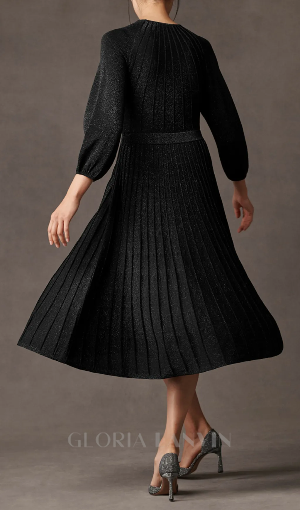 lumia knitted midi dress in black metallic Gloria Lanvin