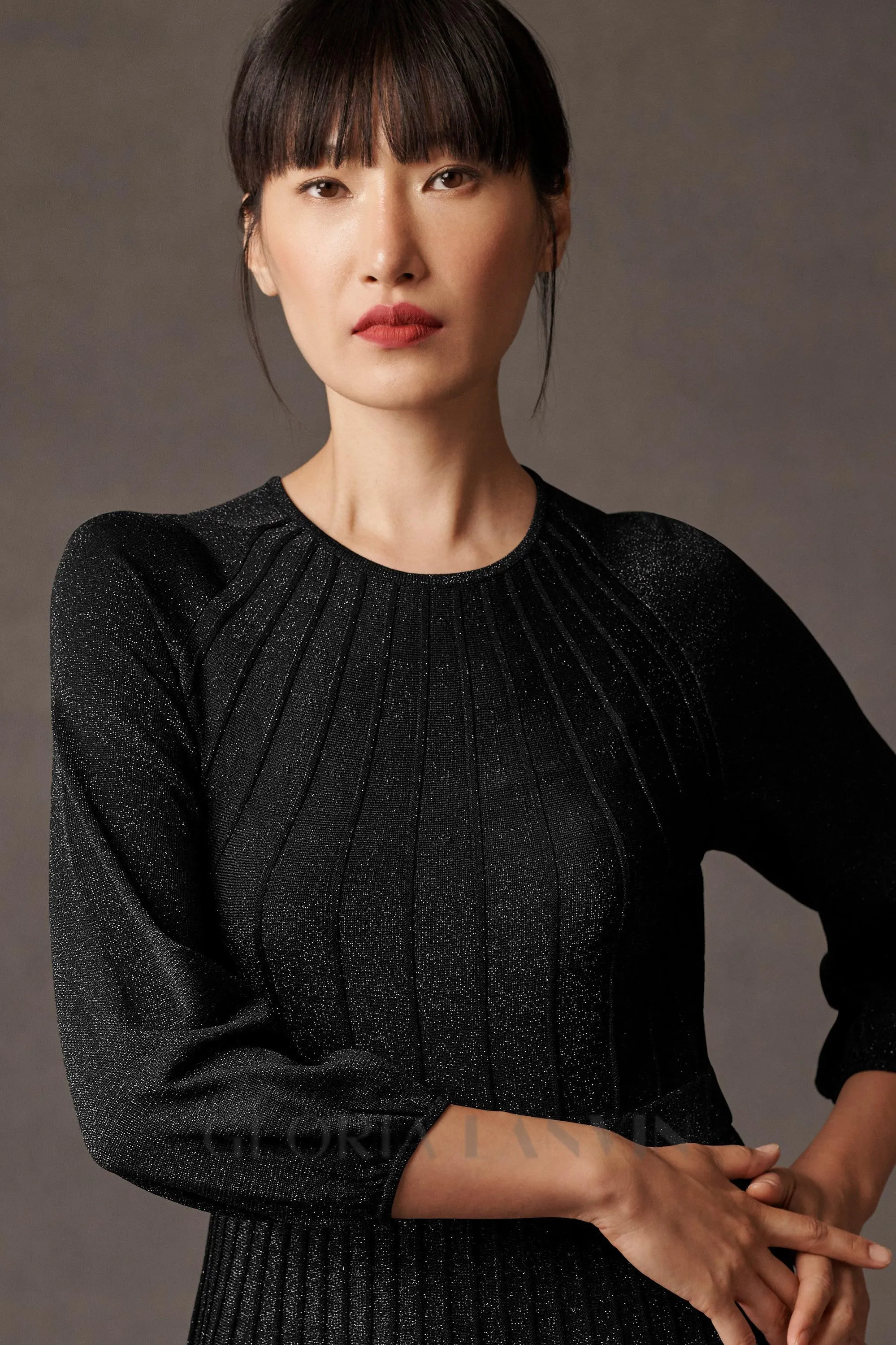 lumia knitted midi dress in black metallic Gloria Lanvin