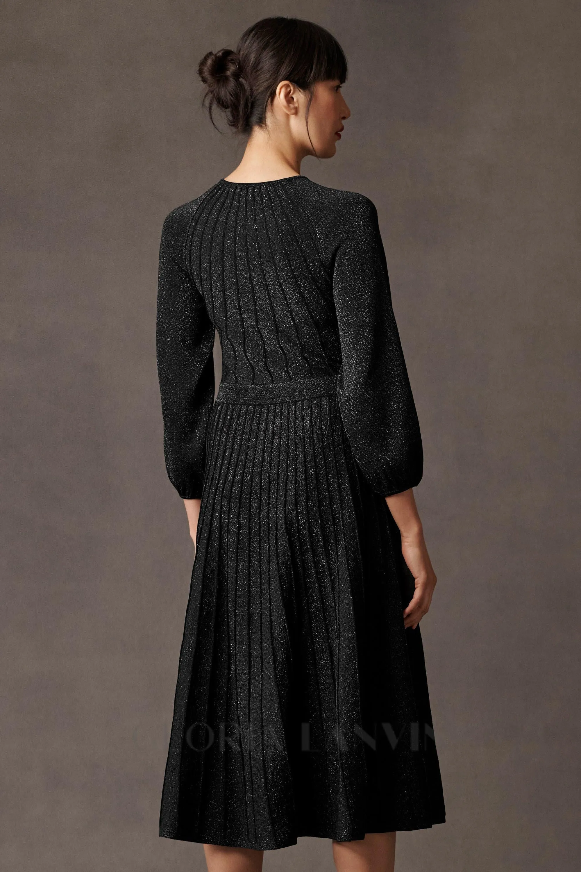 lumia knitted midi dress in black metallic Gloria Lanvin