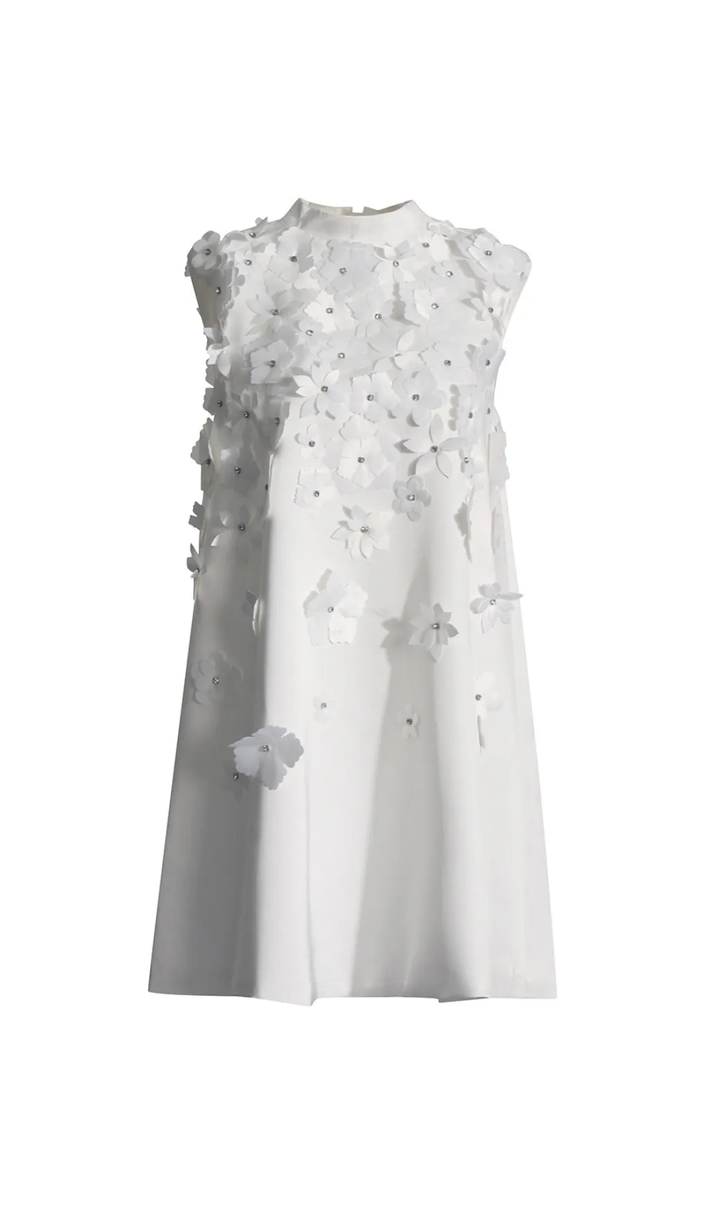 LYDIA FLOWER APPLIQUE MOCK NECK BOW TRIM MINI DRESS Gloria Lanvin