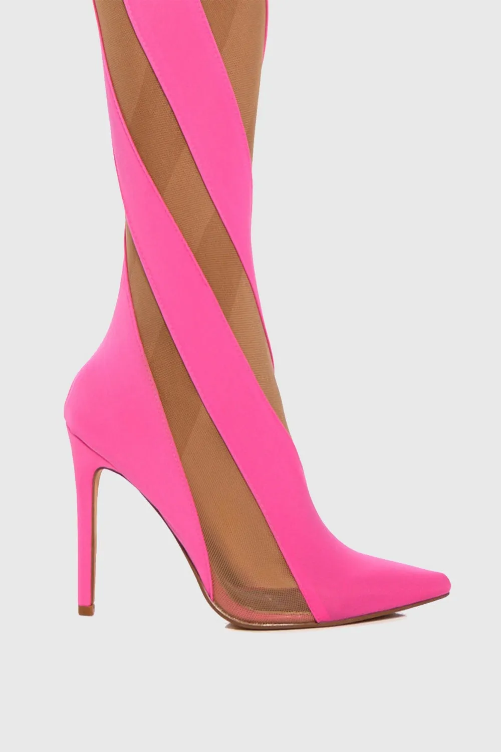 Maeve Stripe Mesh Sock  Thigh-high Boots - Pink Gloria Lanvin