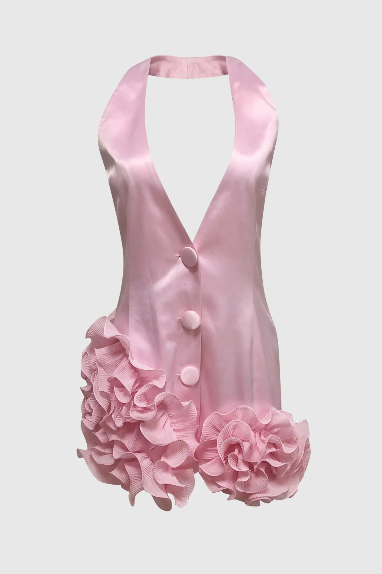 Magezi Satin Floral Halter Mini Dress Gloria Lanvin