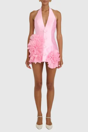 Magezi Satin Floral Halter Mini Dress Gloria Lanvin