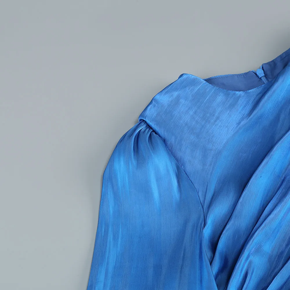 MARCIA TRUMPET SLIT SLEEVE BODYCON MAXI DRESS IN BLUE Gloria Lanvin
