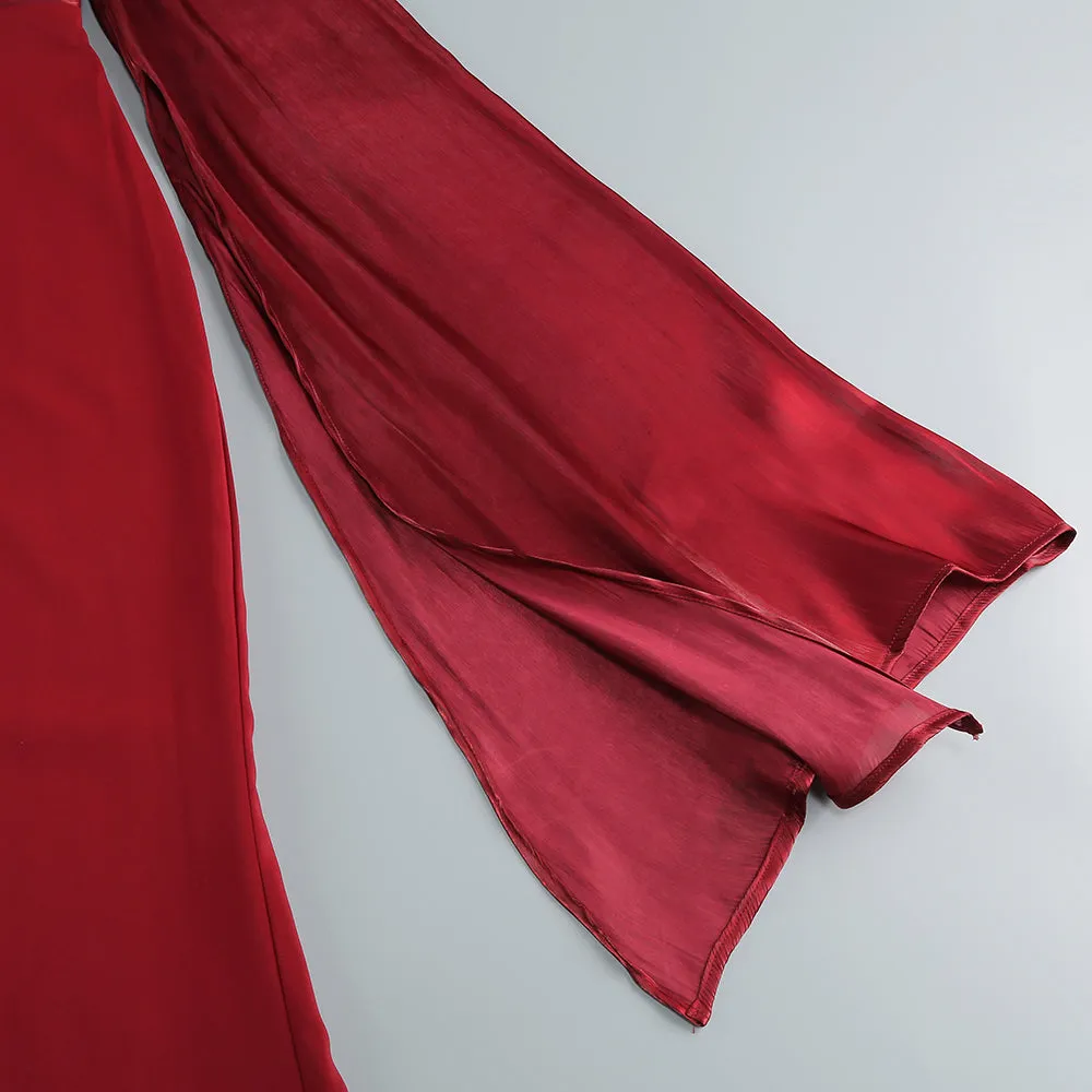 MARCIA TRUMPET SLIT SLEEVE BODYCON MAXI DRESS IN RED Gloria Lanvin