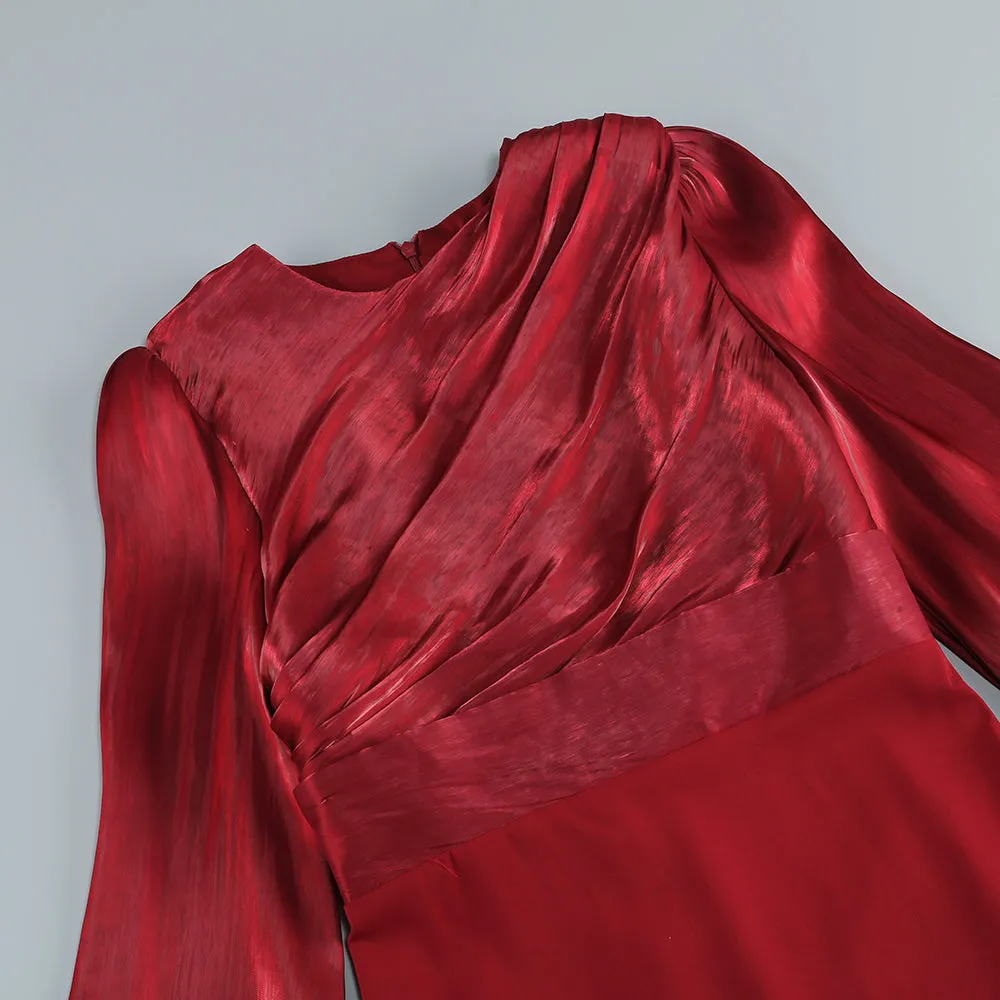 MARCIA TRUMPET SLIT SLEEVE BODYCON MAXI DRESS IN RED Gloria Lanvin