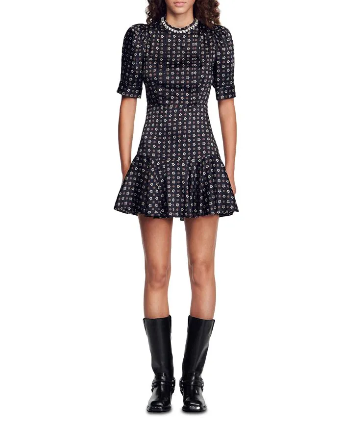 MARDI EMBELLISHED RUFFLED HEM DRESS Gloria Lanvin