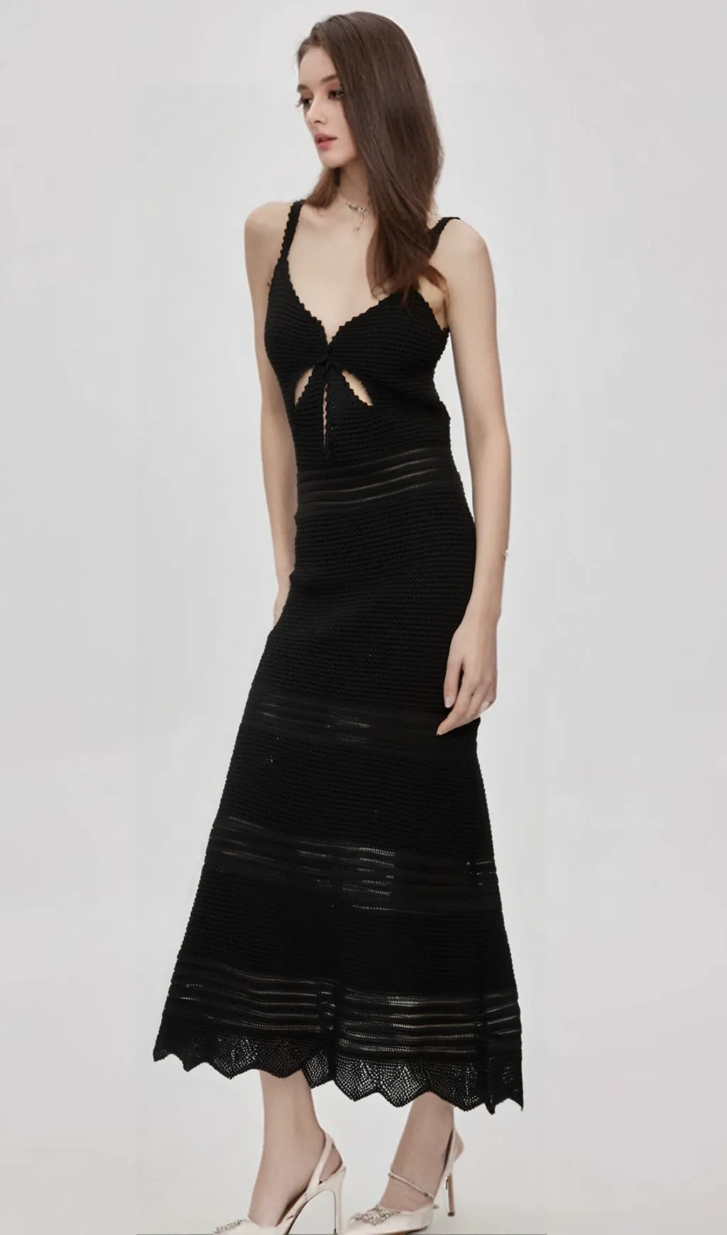 Margot cut-out flared-hem knit midi dress Gloria Lanvin