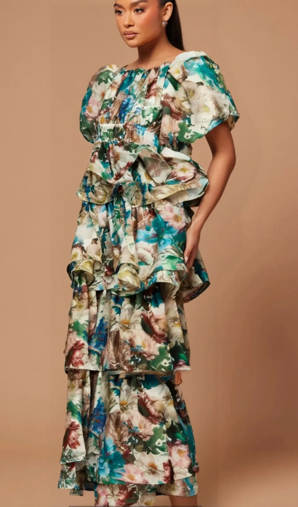 Marianne floral-print tiered midi dress Gloria Lanvin
