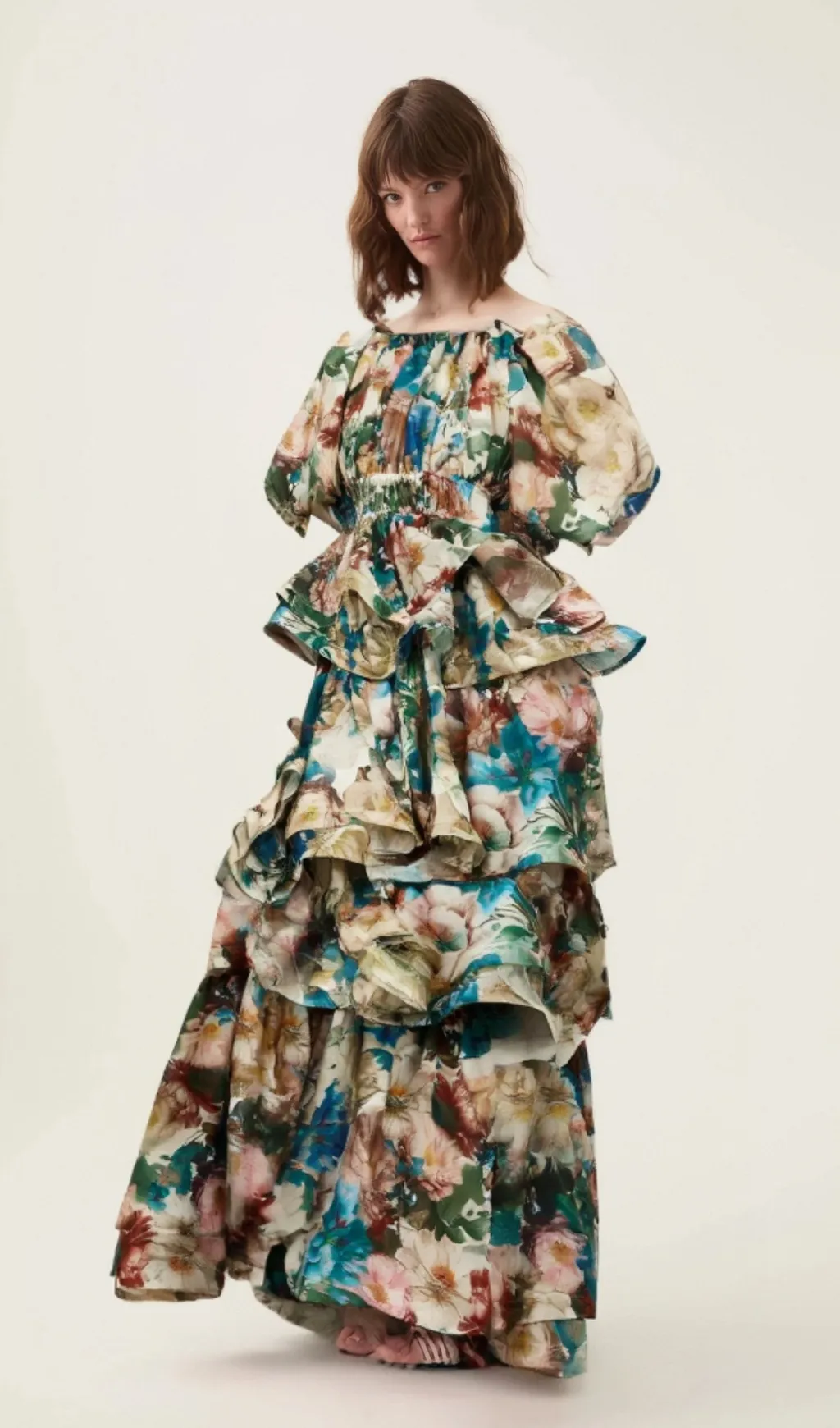 Marianne floral-print tiered midi dress Gloria Lanvin