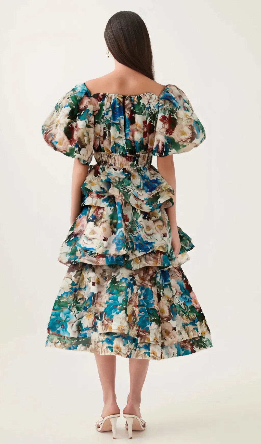 Marianne floral-print tiered midi dress Gloria Lanvin