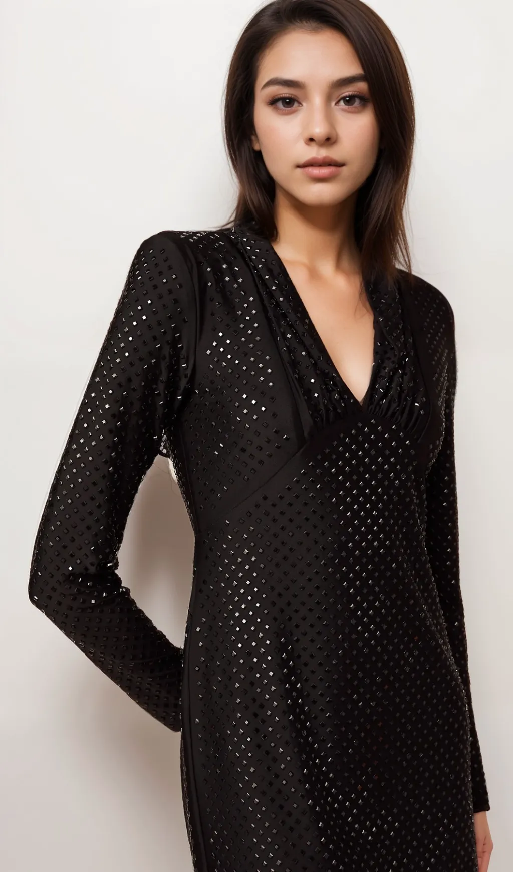 Mariasole embellished plunging V-neck studded mini dress Gloria Lanvin