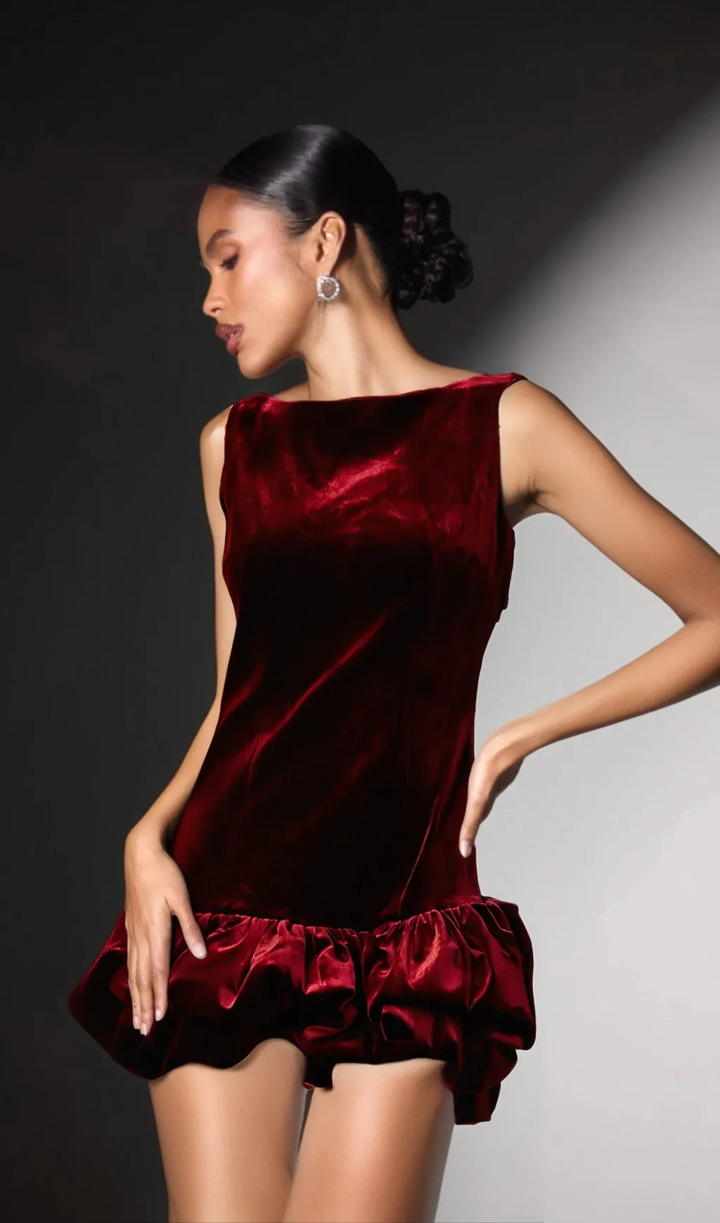 Marion red peplum-hem velvet mini dress Gloria Lanvin