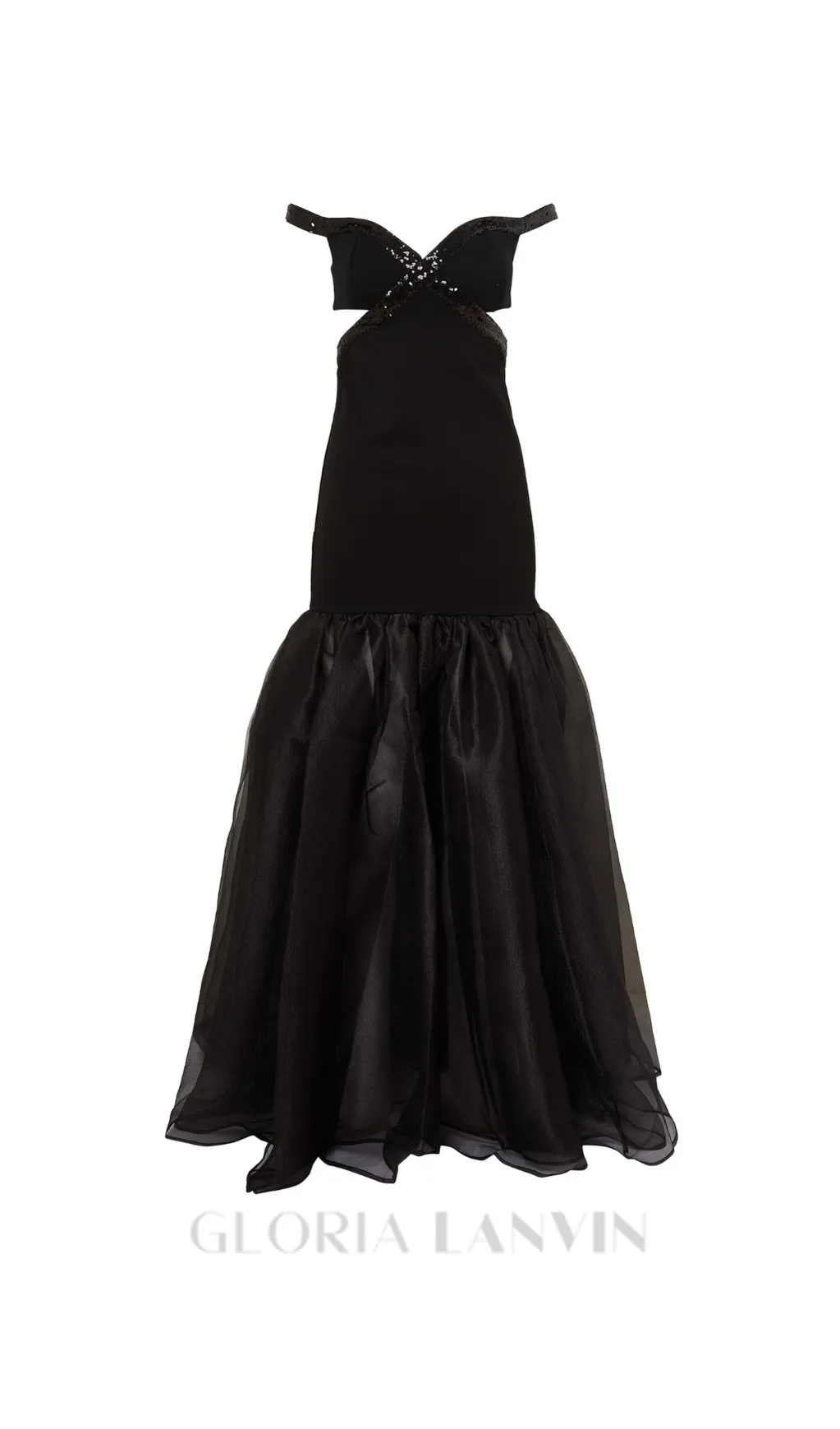 MAUD EMBELLISHED CUTOUT MAXI DRESS IN BLACK Gloria Lanvin