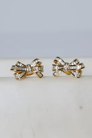 Maya Gold Rhinestone Bow Earrings