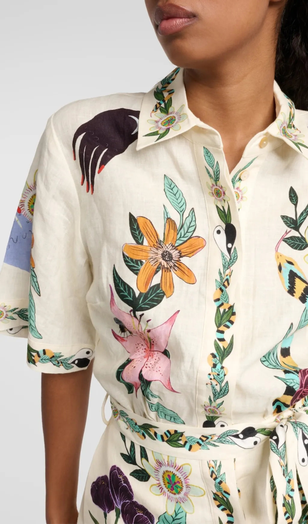 MEAGAN FLORAL LINEN MINI DRESS Gloria Lanvin