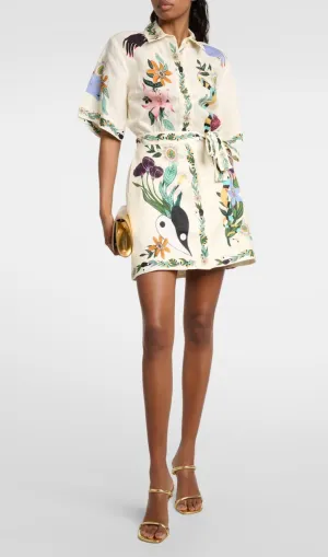 MEAGAN FLORAL LINEN MINI DRESS Gloria Lanvin