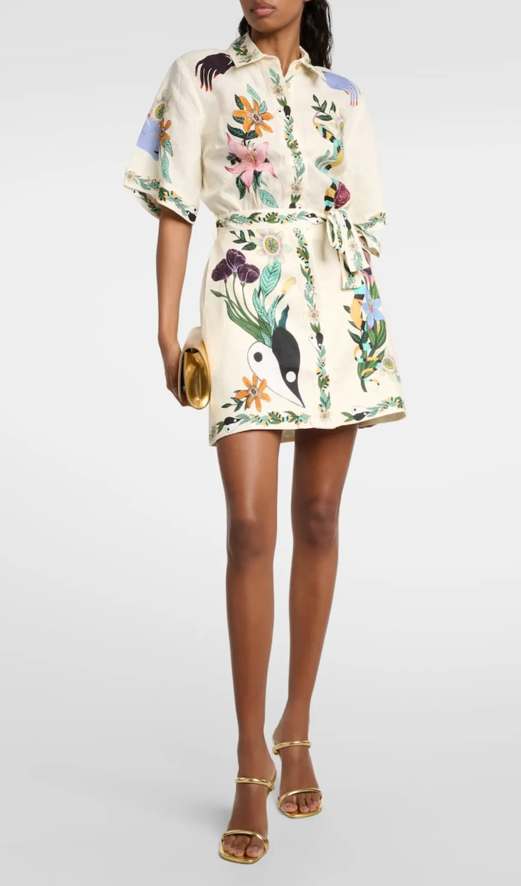 MEAGAN FLORAL LINEN MINI DRESS Gloria Lanvin