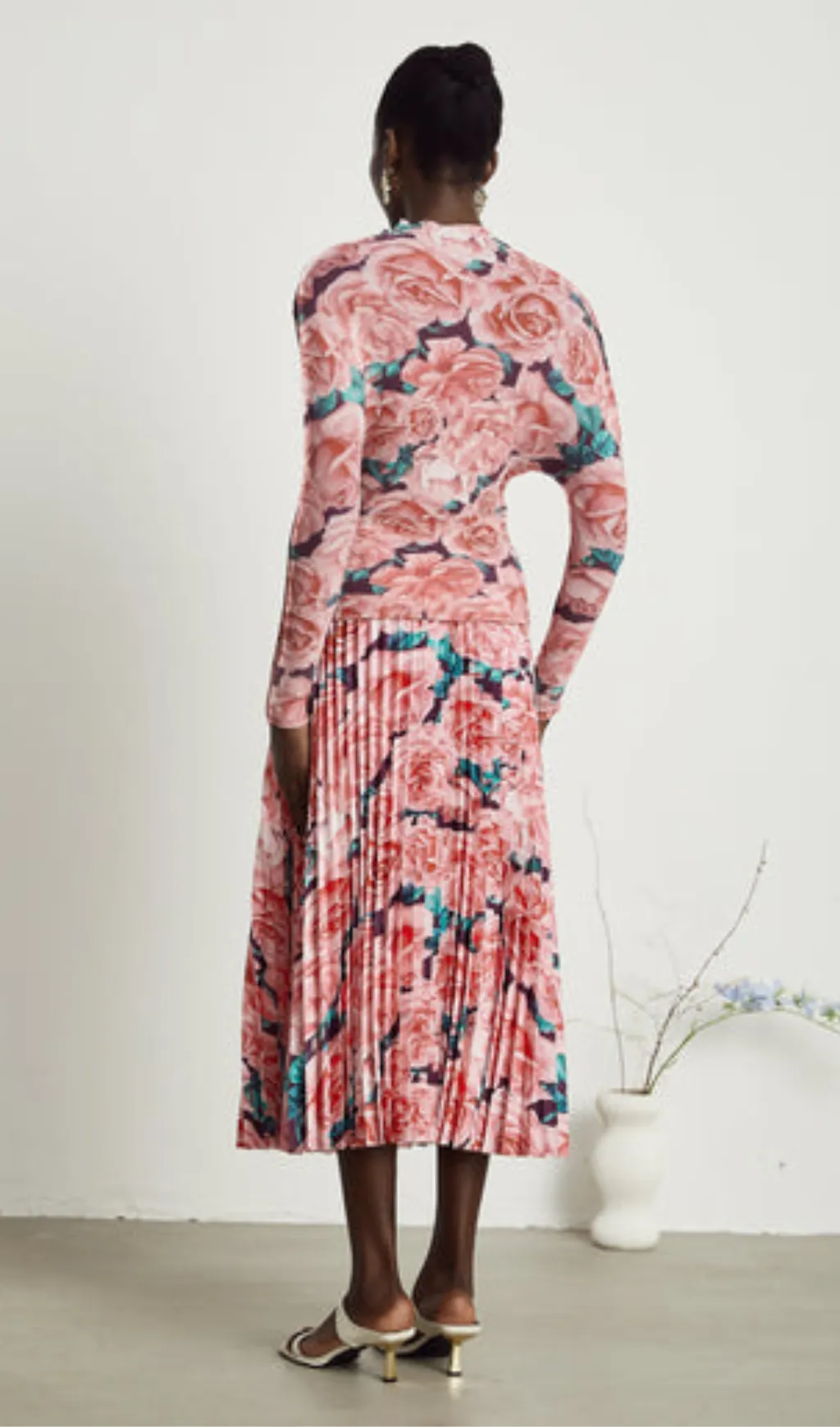 meline floral-print pleated top & skirt matching set Gloria Lanvin