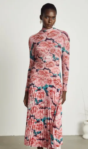 meline floral-print pleated top & skirt matching set Gloria Lanvin