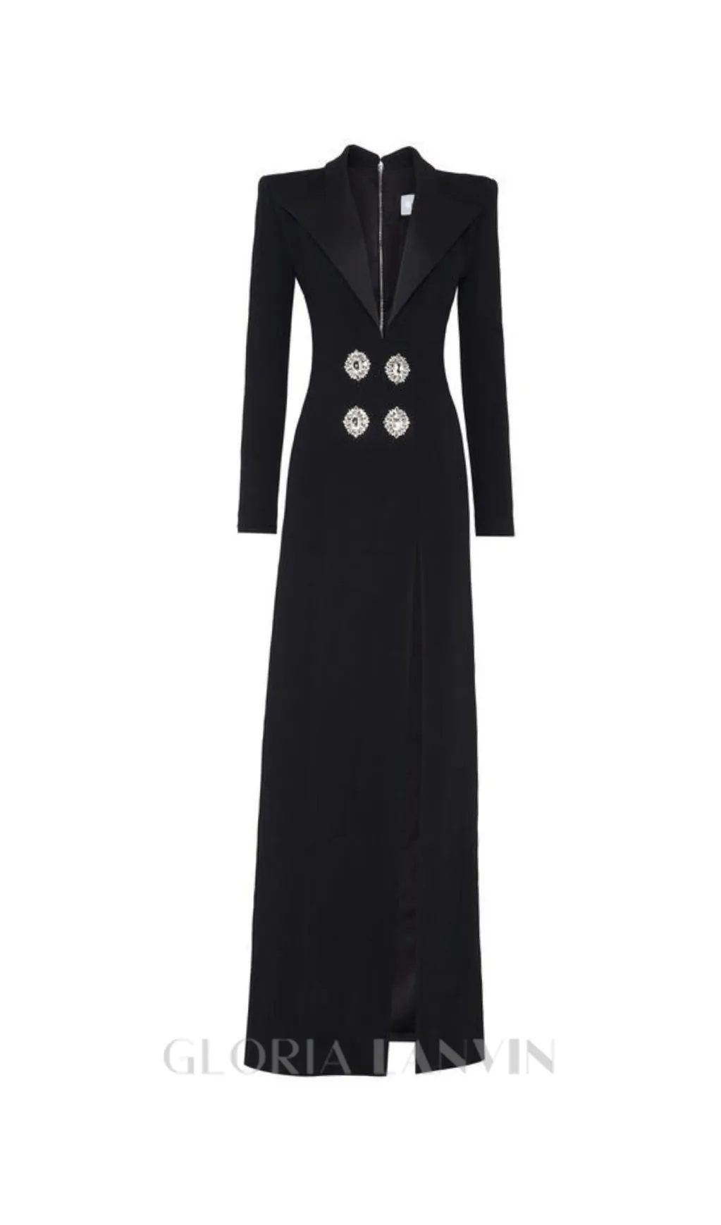 melissa v neck long blazer dress in black Gloria Lanvin