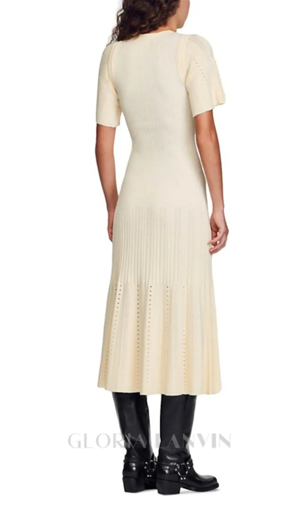 Menia knit Midi Dress in beige Gloria Lanvin