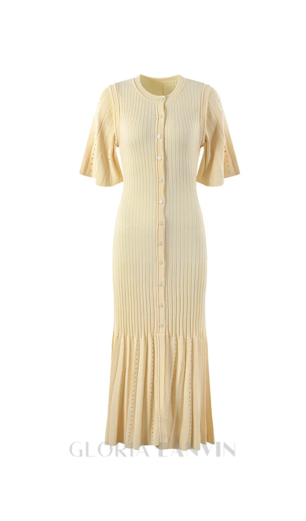 Menia knit Midi Dress in beige Gloria Lanvin