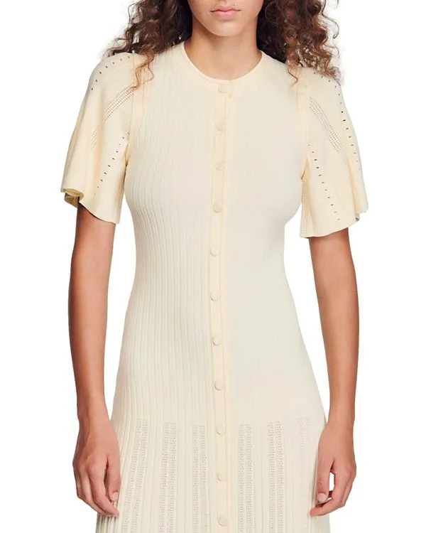 Menia knit Midi Dress in beige Gloria Lanvin