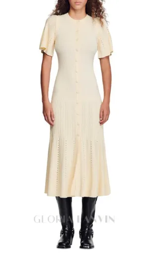 Menia knit Midi Dress in beige Gloria Lanvin