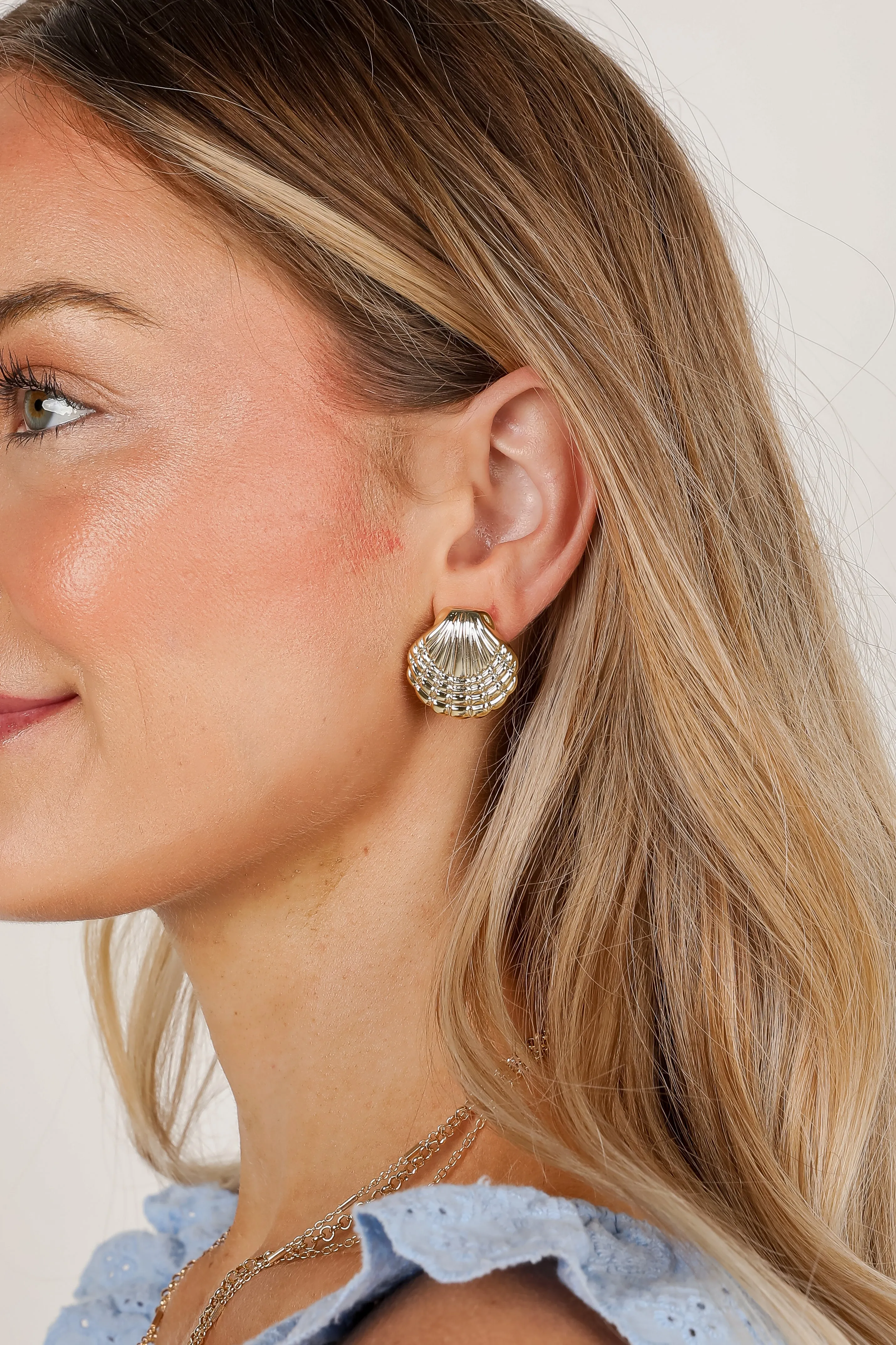 Meredith Gold Seashell Stud Earrings