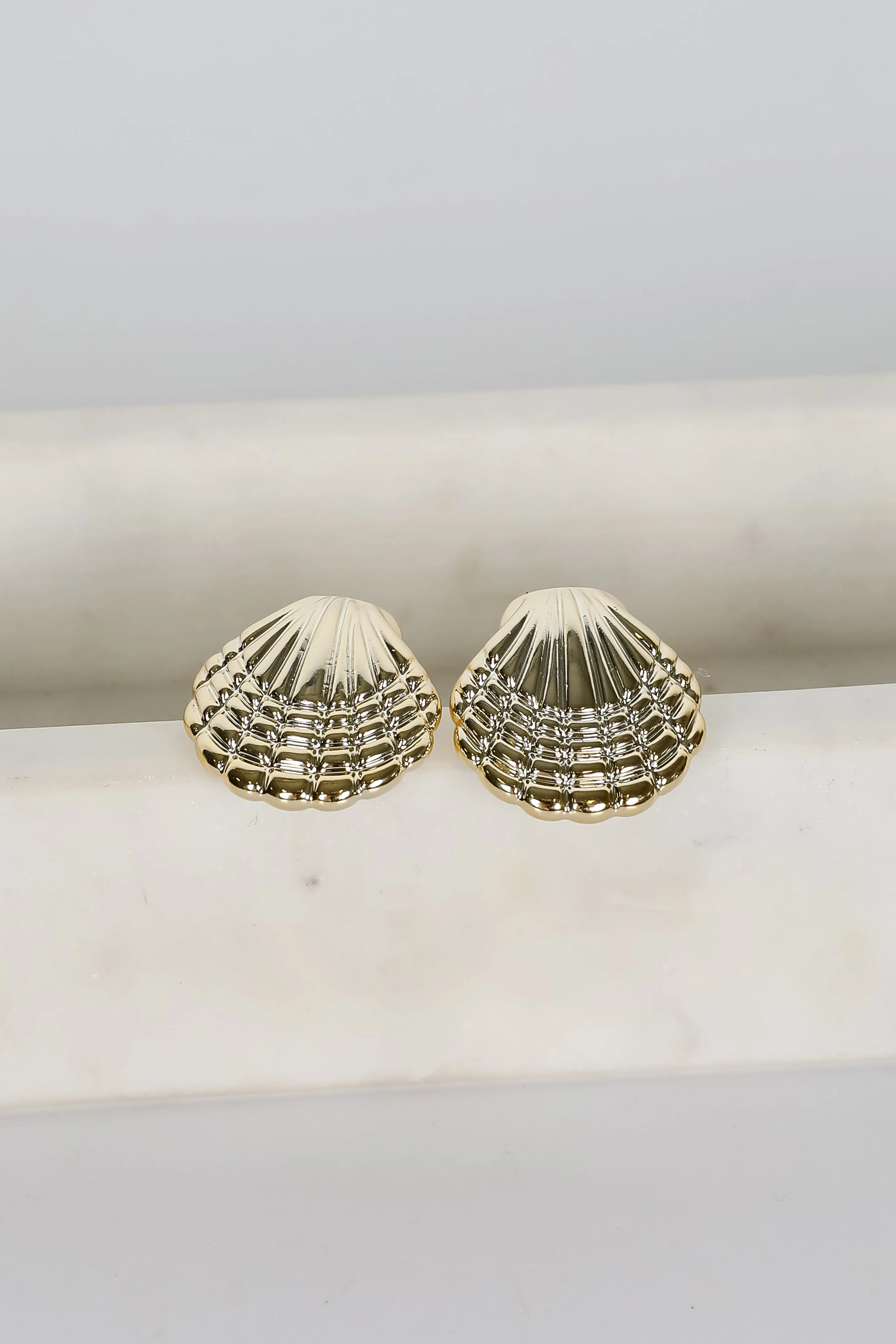 Meredith Gold Seashell Stud Earrings