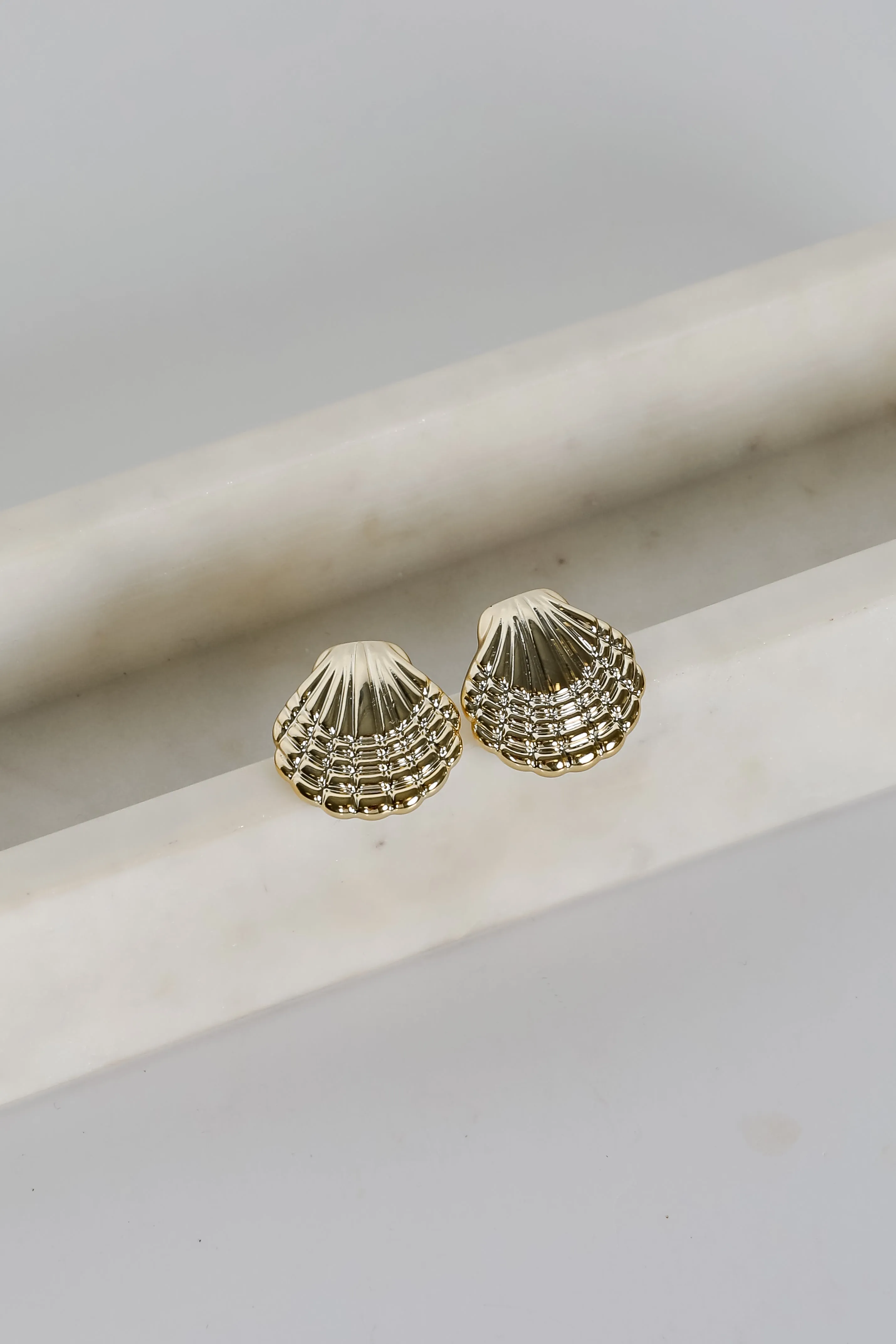 Meredith Gold Seashell Stud Earrings