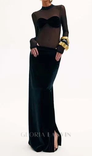 MEREDITH SEMI-SHEER MAXI DRESS Gloria Lanvin
