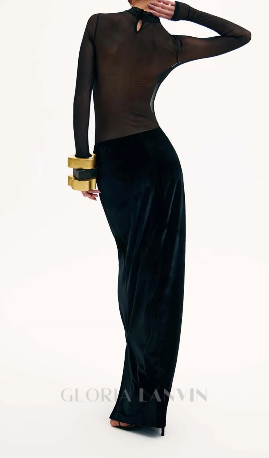MEREDITH SEMI-SHEER MAXI DRESS Gloria Lanvin