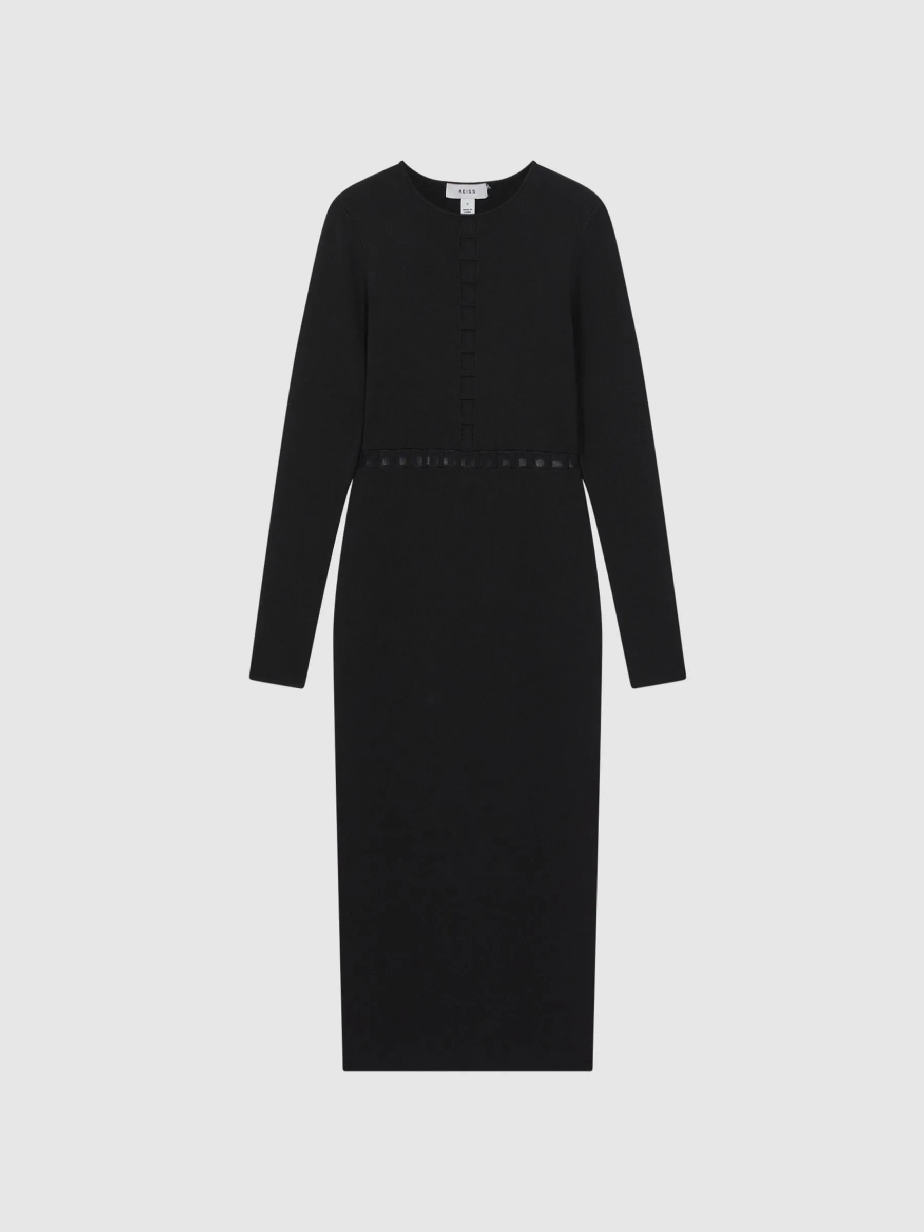 Mesh Detail Midi Dress in Black Gloria Lanvin