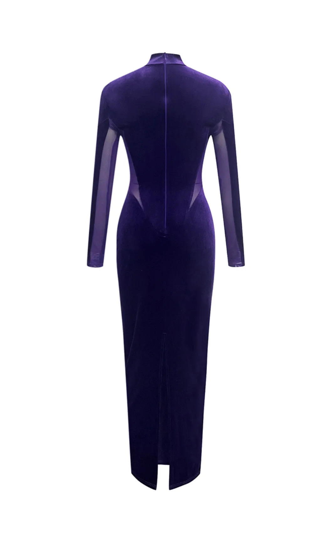 MESH LONG-SLEEVED VELVET PATCHWORK MAXI DRESS Gloria Lanvin