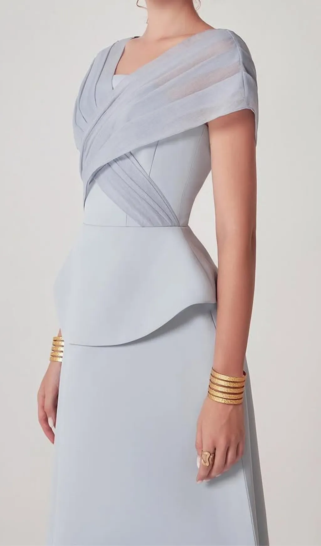 mesh patchwork midi dress in light grey Gloria Lanvin