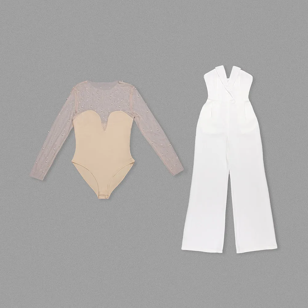 MESH PEARL JUMPSUIT TWO PIECE Gloria Lanvin