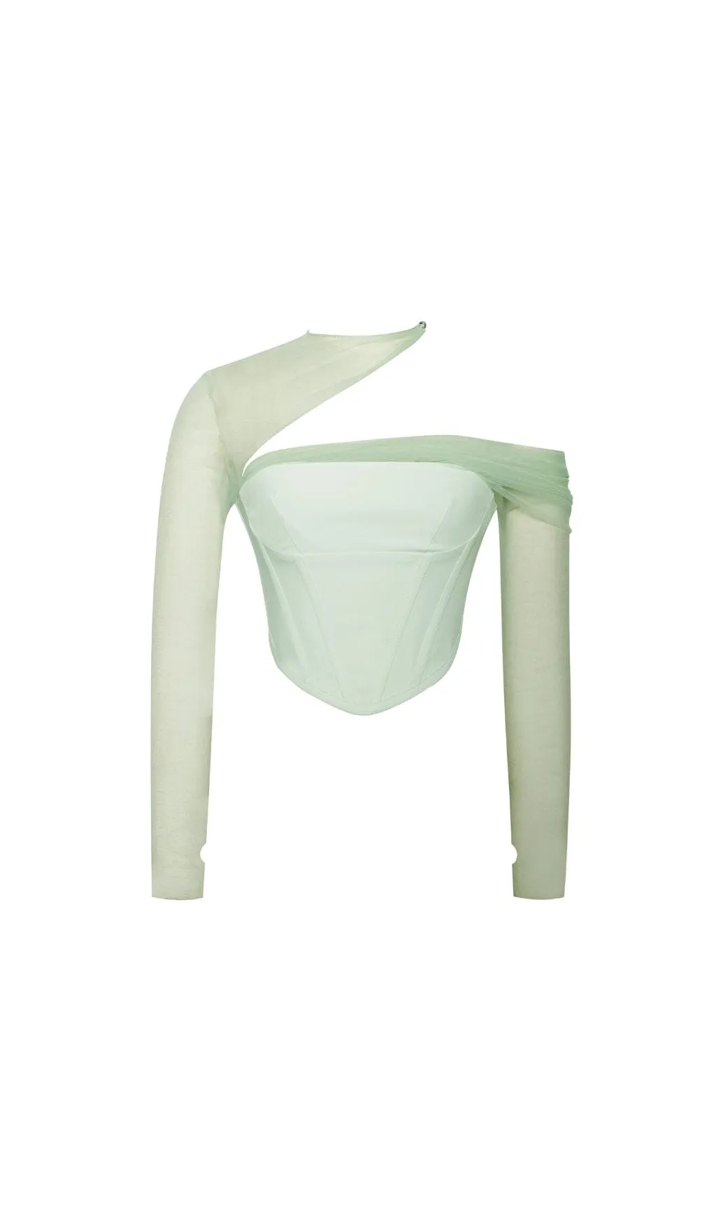 MIAH MINT STRETCH MESH SLEEVE CORSET TOP Gloria Lanvin
